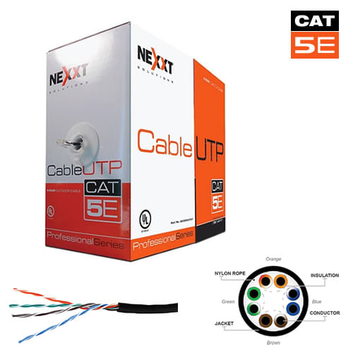 Panorama Ánimo Reparación posible Nexxt Caja cable UTP Cat5E 305mts NEGRO CMX Exterior - RedCetus