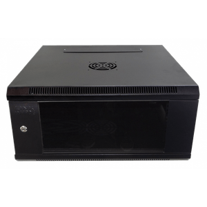 LINKMADE 60cm-Fondo 4U Rack Pared Mural Negro Puerta-Vidrio