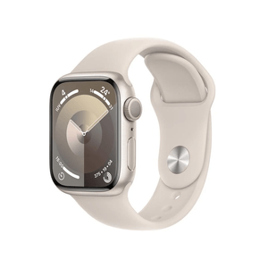 Apple Watch Series 9 (GPS) - Caja de aluminio en blanco estrella de 41 mm - Correa deportiva blanco estrella - Talla S/M